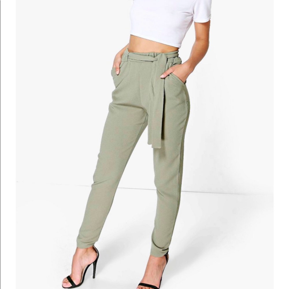 Tie Waist Tapered Pants